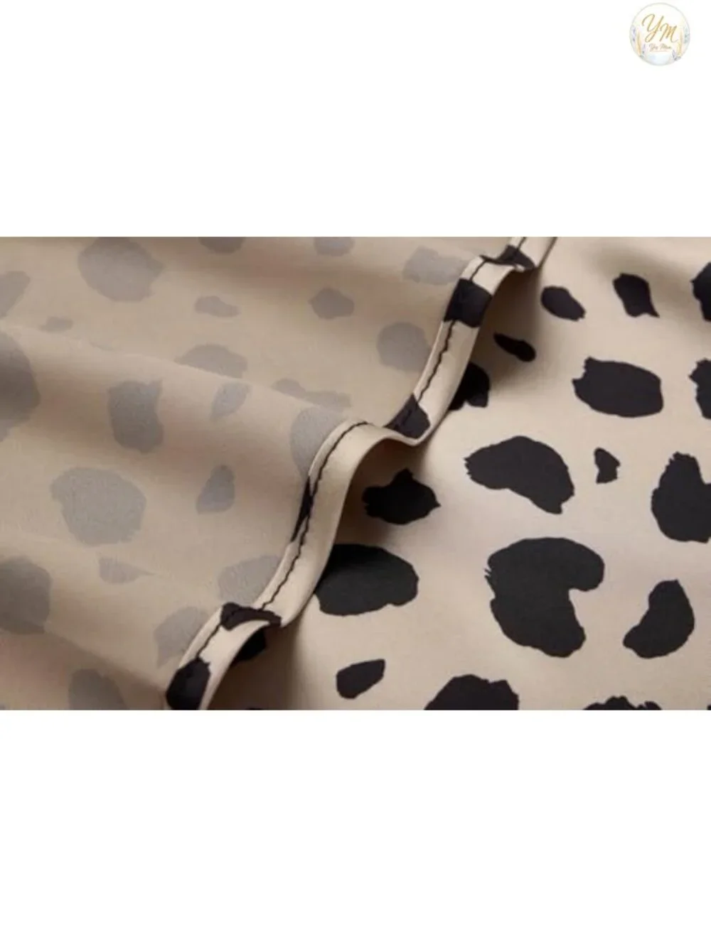 Silk Satin High Waist Midi Leopard Print A-line Skirt Elastic Waist Pull On